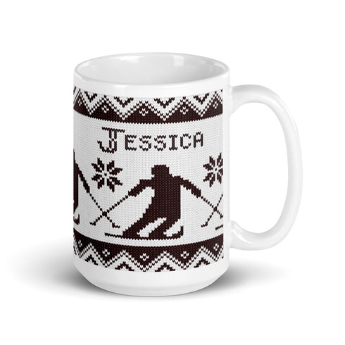 Nordic Skier Personalized Knitting Mug